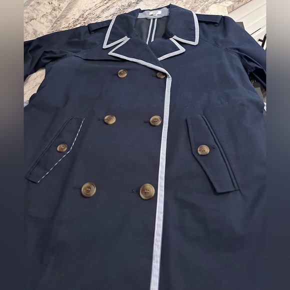 Crown & Ivy Women's Navy Blue Trench Coat Sz XL - Picture 8 of 12